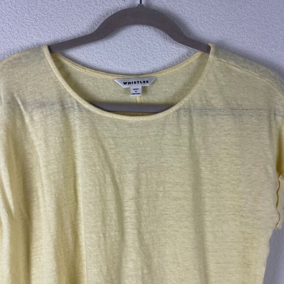 Whistles Top Womens Small Yellow Linen Short Sleeve Tee Casual Basic - Picture 2 of 10